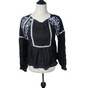 Rebellion Black Blouse with White Embroidery